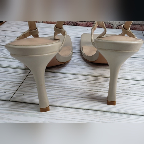 PrettyLittleThing beige square-toed heeled sandals size 4 (su104) - Picture 5 of 8